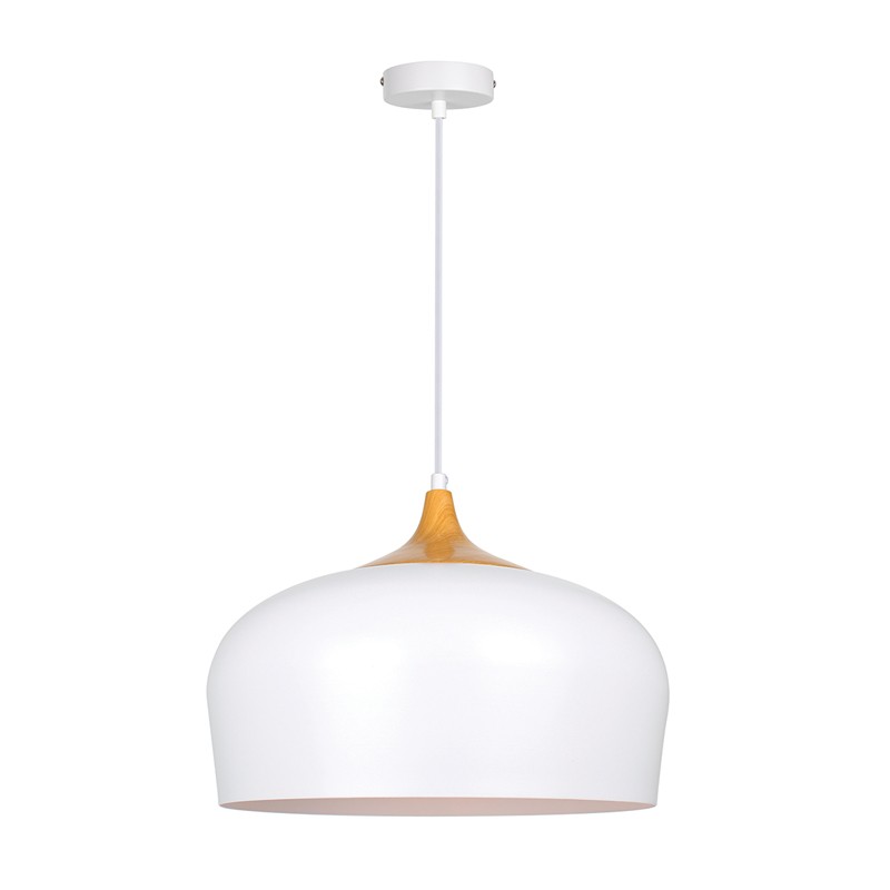 4387-WH InLight Κρεμαστό φωτιστικό από λευκό μέταλλο και ξύλο 1XE27 D:35cm (4387-WH)