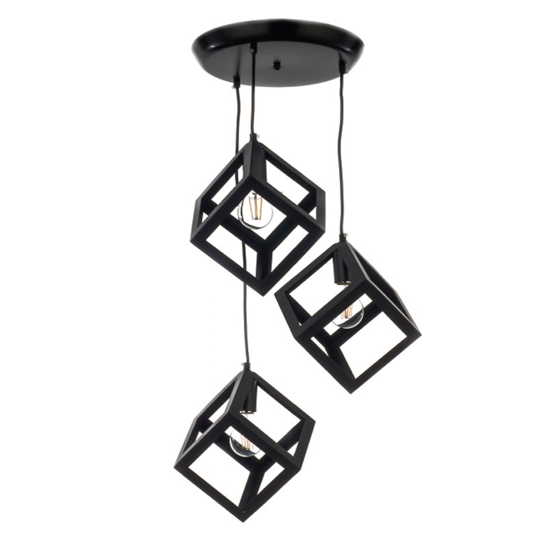 4400-3-BL-ROZETA InLight Κρεμαστό φωτιστικό από μαύρο μέταλλο 3XE27 D:30cm (4400-3-BL-ΡΟΖΕΤΑ)