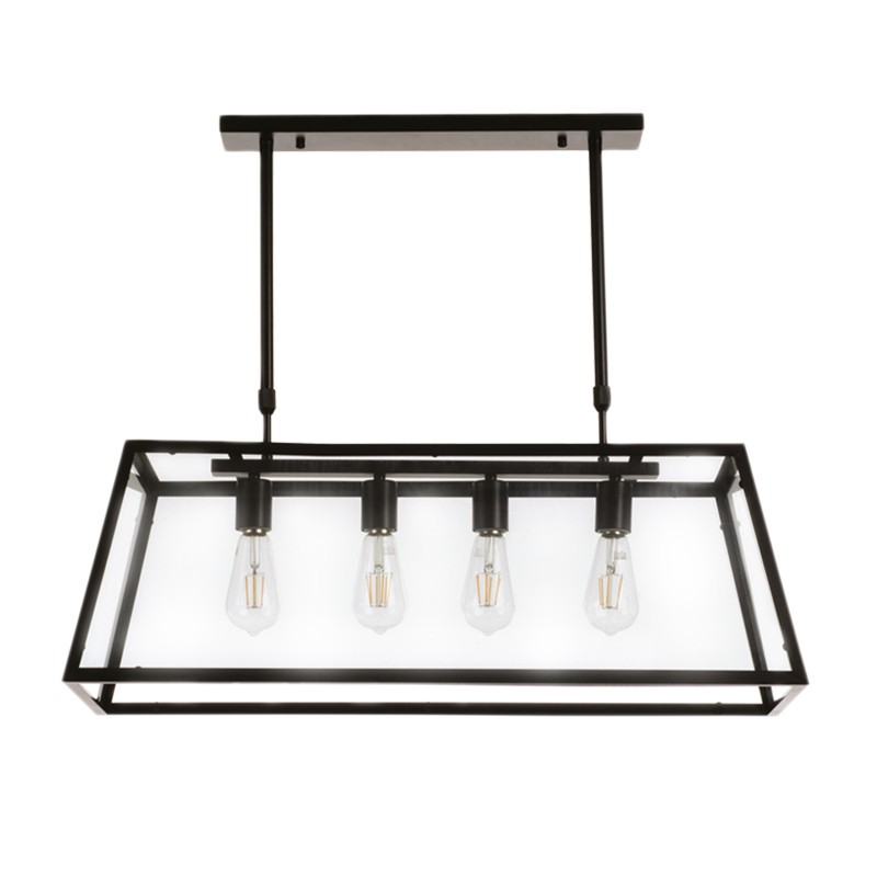 4419 InLight Κρεμαστό φωτιστικό από μαύρο μέταλλο και διάφανο γυαλί (4419)