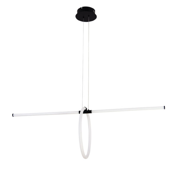 InLight Κρεμαστό φωτιστικό LED 30W 3000K από μαύρο μέταλλο και σωλήνα PVC D:120cm (6021)