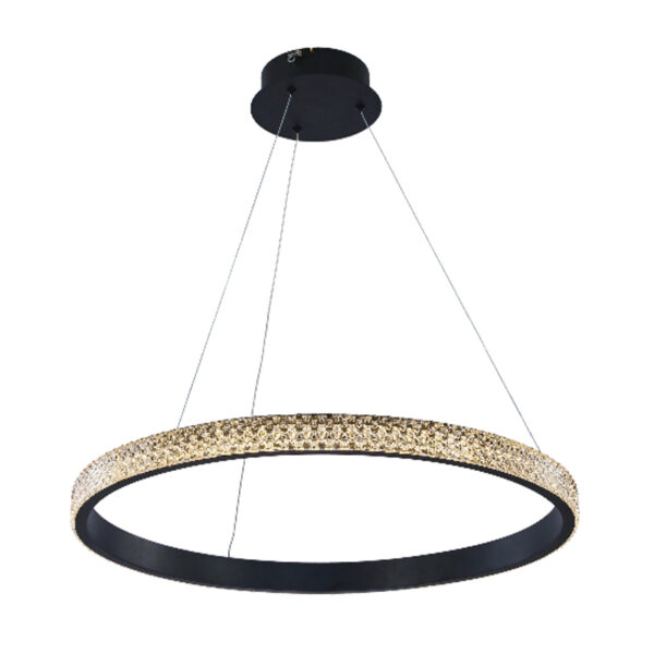 InLight Κρεμαστό φωτιστικό LED 56W 3000W από μαύρο αλουμίνιο και ακρυλικό D:60cm (6032-B)