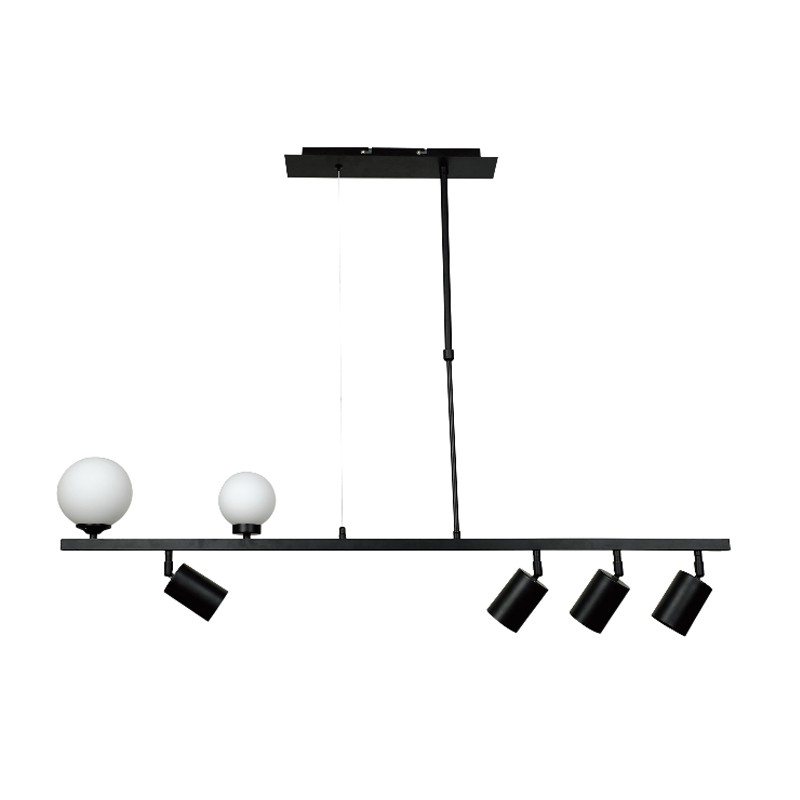 6168-BL InLight Κρεμαστό φωτιστικό από μαύρο μέταλλο και λευκή οπαλίνα 2XG9 και 4XGU10 D:110cm (6168-BL)