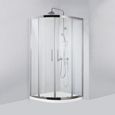 Καμπίνα ημικυκλική με διάφανο κρύσταλλο INOX 200 Cromo KARAG 90x90x190cm
