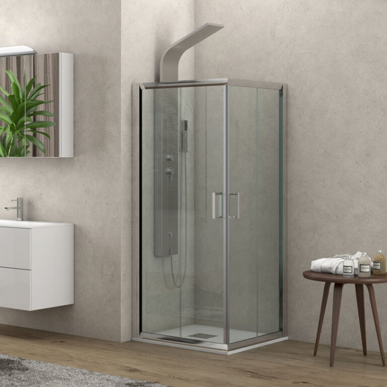 Καμπίνα τετράγωνη με διάφανο κρύσταλλο NEW FLORA 100 Cromo KARAG 80x80x170cm