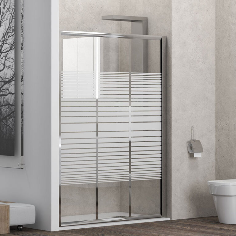 Καμπίνα από τοίχο σε τοίχο με σεριγραφάτο κρύσταλλο PENTA 300 Cromo KARAG