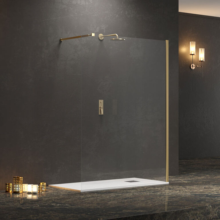 Σταθερό διαχωριστικό ντουζιέρας με διάφανο κρύσταλλο WALKIN 1 Gold KARAG 110x200cm