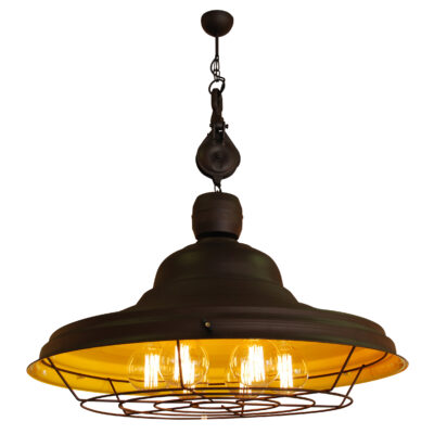 77-3215 HL-300W-6P DRONE BROWN RUSTY & YELLOW PENDANT HOMELIGHTING