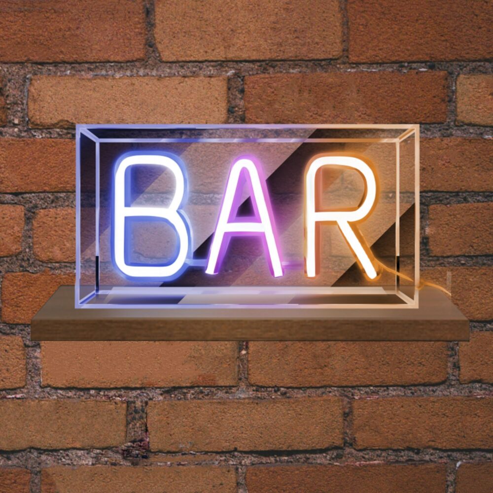 EL131208|NEON LED STRIPS BAR neon@transparent frame|USB ΚΑΛΩΔΙΟ 1mt|5V|230x40x127|{enjoysimplicity}™