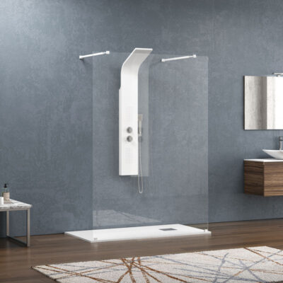 Σταθερό διαχωριστικό ντουζιέρας με διάφανο κρύσταλλο WALKIN 3 White KARAG 118x200cm