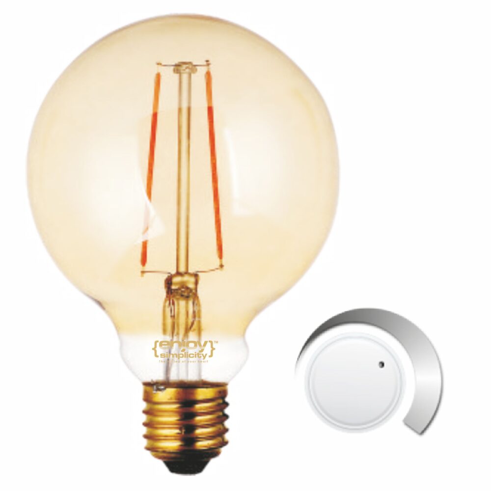 EL822110 | LED FILLAMENT DIM Amber Glass G95-2|2.5W Ε27|2200k|200lm|{enjoysimplicity}™