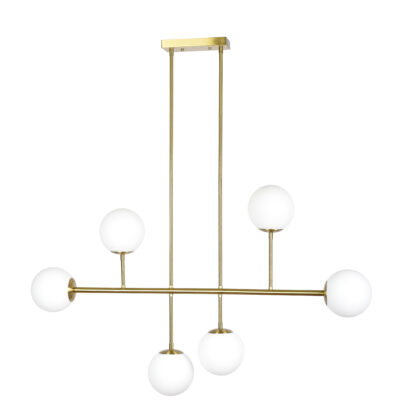 77-4491 SE 110-6 PRATO PENDANT BRASS GOLD WITH 6 OPAL GLASSES Φ15 Γ4 HOMELIGHTING