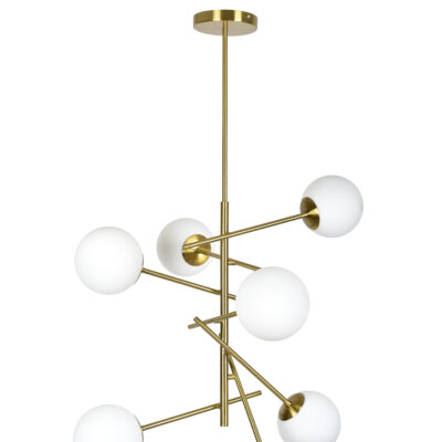 77-4492 SE 110-7 PRATO PENDANT BRASS GOLD WITH 7 OPAL GLASSES Φ15 Γ4 HOMELIGHTING