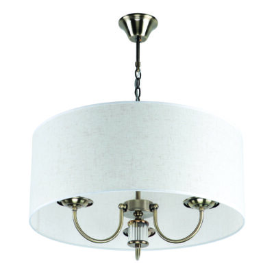 77-8193 KQ 9015-3A PARIL ANTIQUE BRASS PENDANT BEIGE SHADES 1Ε1 HOMELIGHTING