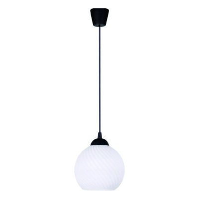 77-8197 KQ 8865-1 SWIRL BLACK PENDANT WITH WHITE GLASS HOMELIGHTING