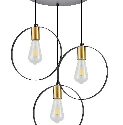 77-8203 KQ 9016-3P HOOP PENDANT BLACK & BRUSHED BRASS+ HOMELIGHTING