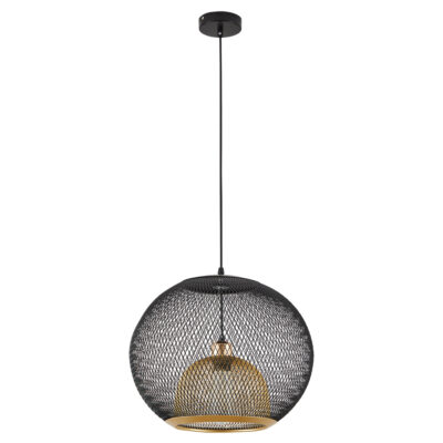 77-8228 SE21-BG-40 LANDER BLACK & GOLD METAL GRID PENDANT E4 HOMELIGHTING