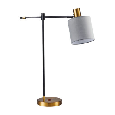 77-8337 SE21-GM-36-SH1 ADEPT TABLE LAMP Gold Matt and Black Metal Table Lamp Grey Shade+ HOMELIGHTING