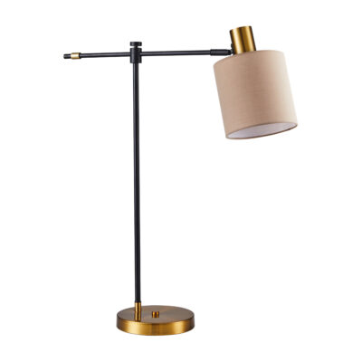 77-8338 SE21-GM-36-SH3 ADEPT TABLE LAMP Gold Matt and Black Metal Table Lamp Brown Shade+ HOMELIGHTING