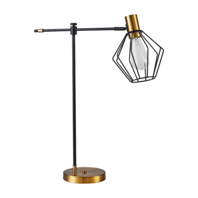 77-8339 SE21-GM-36-GR1 ADEPT TABLE LAMP Gold Matt and Black Metal Table Lamp Black Metal Grid+ HOMELIGHTING