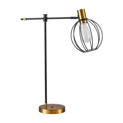 77-8340 SE21-GM-36-GR2 ADEPT TABLE LAMP Gold Matt and Black Metal Table Lamp Black Metal Grid+ HOMELIGHTING