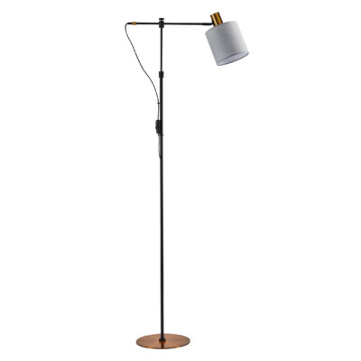 77-8346 SE21-GM-39-SH1 ADEPT FLOOR LAMP Gold Matt and Black Metal Floor Lamp Grey Shade+ HOMELIGHTING