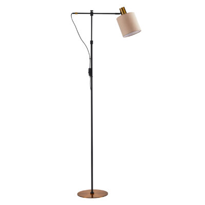 77-8347 SE21-GM-39-SH3 ADEPT FLOOR LAMP Gold Matt and Black Metal Floor Lamp Brown Shade+ HOMELIGHTING