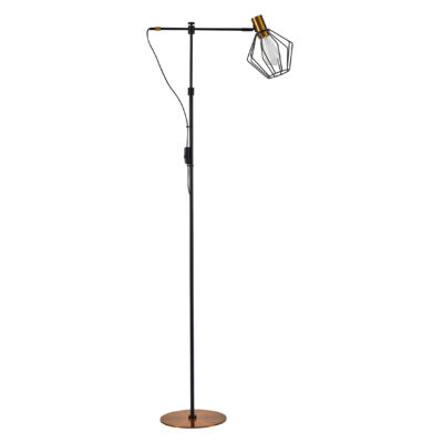 77-8348 SE21-GM-39-GR1 ADEPT FLOOR LAMP Gold Matt and Black Metal Floor Lamp Black Metal Grid+ HOMELIGHTING