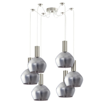 77-8400 SE21-NM-4-GL2-NM6 ADEPT TUBE Nickel Matt Pendant Smoked Glass+ HOMELIGHTING