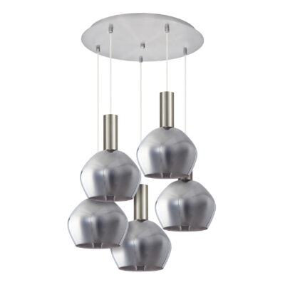 77-8404 SE21-NM-4-GL2-5NM ADEPT TUBE Nickel Matt Pendant Smoked Glass+ HOMELIGHTING
