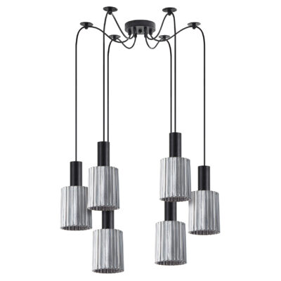 77-8484 SE21-BL-4-BL6-GL1 ADEPT TUBE Black Pendant Smoked Glass+ HOMELIGHTING