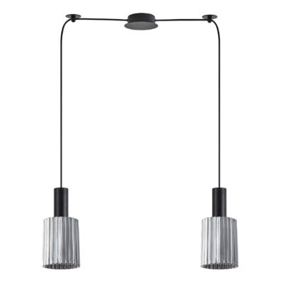 77-8486 SE21-BL-4-BL2-GL1 ADEPT TUBE Black Pendant Smoked Glass+ HOMELIGHTING