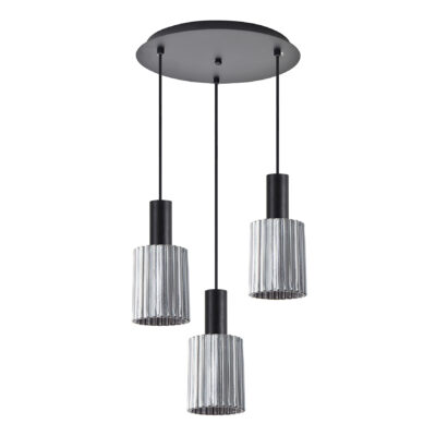 77-8487 SE21-BL-4-3BL-GL1 ADEPT TUBE Black Pendant Smoked Glass+ HOMELIGHTING