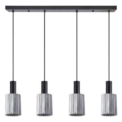 77-8489 SE21-BL-4-4BL-GL1 ADEPT TUBE Black Pendant Smoked Glass+ HOMELIGHTING