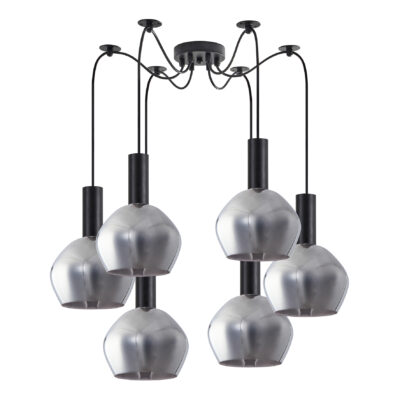 77-8491 SE21-BL-4-BL6-GL2 ADEPT TUBE Black Pendant Smoked Glass+ HOMELIGHTING