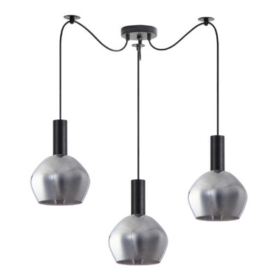 77-8492 SE21-BL-4-BL3-GL2 ADEPT TUBE Black Pendant Smoked Glass+ HOMELIGHTING