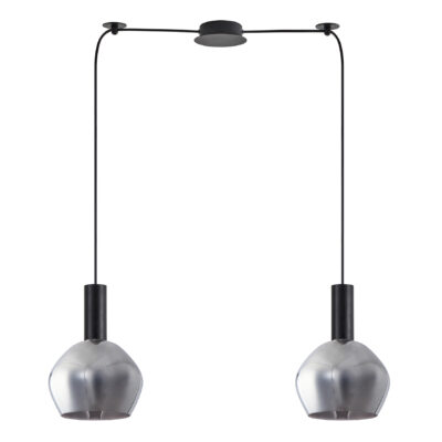 77-8493 SE21-BL-4-BL2-GL2 ADEPT TUBE Black Pendant Smoked Glass+ HOMELIGHTING