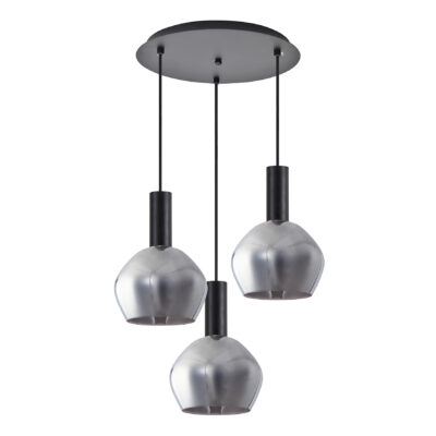 77-8494 SE21-BL-4-3BL-GL2 ADEPT TUBE Black Pendant Smoked Glass+ HOMELIGHTING