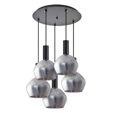 77-8495 SE21-BL-4-5BL-GL2 ADEPT TUBE Black Pendant Smoked Glass+ HOMELIGHTING
