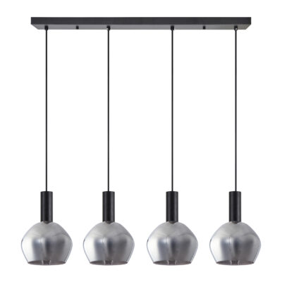 77-8496 SE21-BL-4-4BL-GL2 ADEPT TUBE Black Pendant Smoked Glass+ HOMELIGHTING