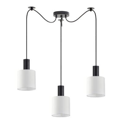 77-8507 SE21-BL-4-BL3-SH1 ADEPT TUBE Black Pendant White Fabric Shade+ HOMELIGHTING