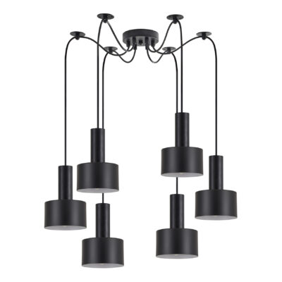 77-8541 SE21-BL-4-BL6-MS1 ADEPT TUBE Black Pendant Black Metal Shade+ HOMELIGHTING