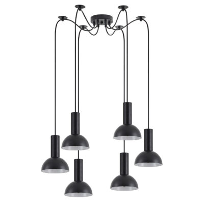 77-8555 SE21-BL-4-BL6-MS3 ADEPT TUBE Black Pendant Black Metal Shade+ HOMELIGHTING