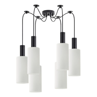 77-8562 SE21-BL-4-BL6-GL3 ADEPT TUBE Black Pendant White Glass+ HOMELIGHTING