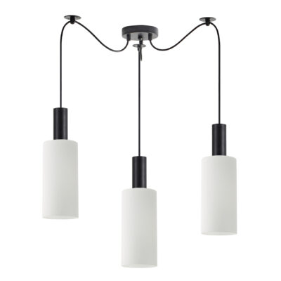 77-8563 SE21-BL-4-BL3-GL3 ADEPT TUBE Black Pendant White Glass+ HOMELIGHTING