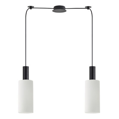 77-8564 SE21-BL-4-BL2-GL3 ADEPT TUBE Black Pendant White Glass+ HOMELIGHTING