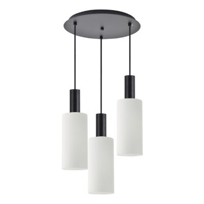 77-8565 SE21-BL-4-3BL-GL3 ADEPT TUBE Black Pendant White Glass+ HOMELIGHTING