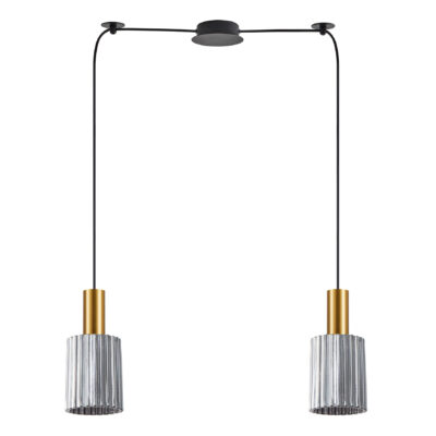 77-8577 SE21-GM-4-BL2-GL1 ADEPT TUBE Gold Matt Pendant Smoked Glass+ HOMELIGHTING