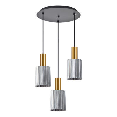 77-8578 SE21-GM-4-3BL-GL1 ADEPT TUBE Gold Matt Pendant Smoked Glass+ HOMELIGHTING