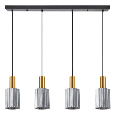 77-8580 SE21-GM-4-4BL-GL1 ADEPT TUBE Gold Matt Pendant Smoked Glass+ HOMELIGHTING