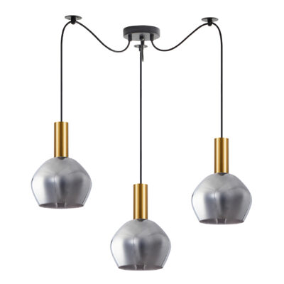 77-8583 SE21-GM-4-BL3-GL2 ADEPT TUBE Gold Matt Pendant Smoked Glass+ HOMELIGHTING